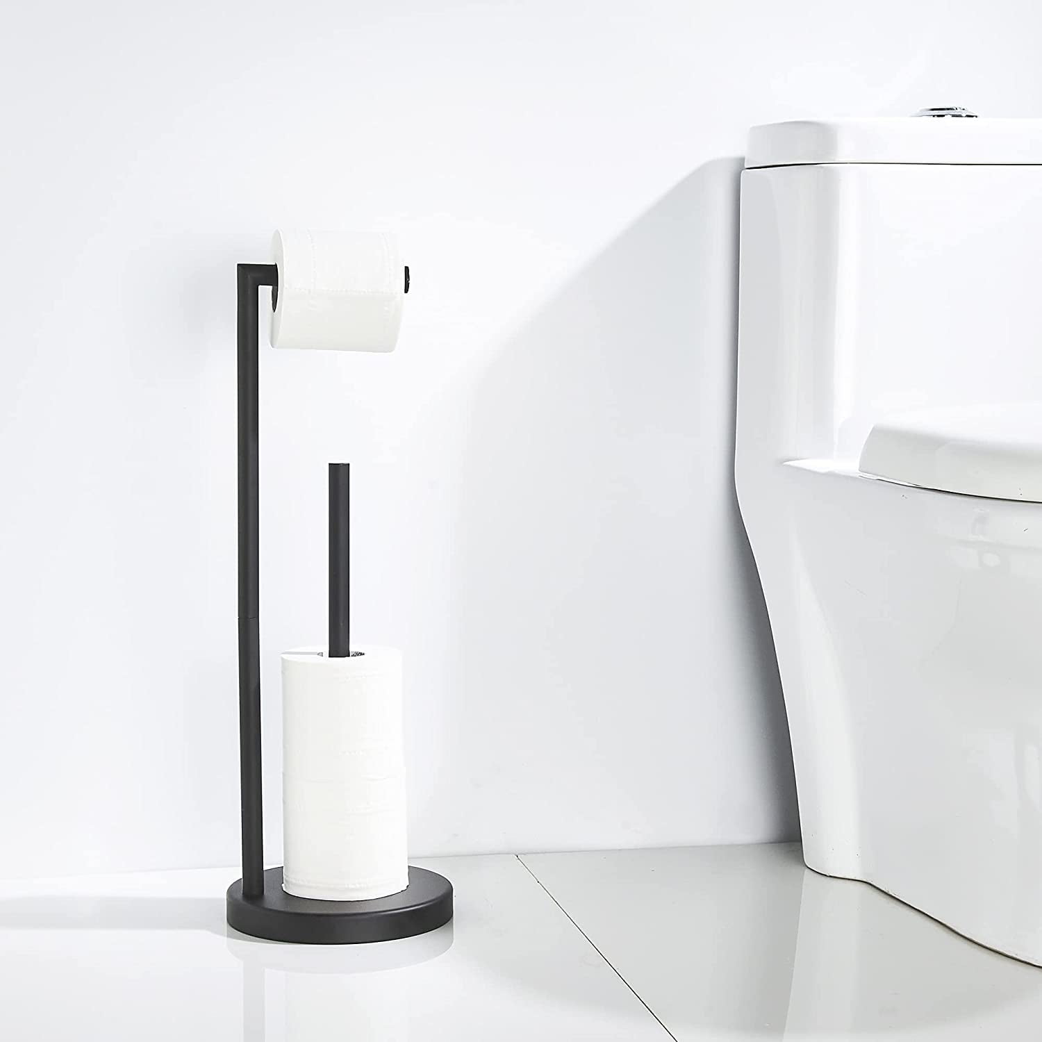 Marmolux Acc Modern Classic Free Standing Toilet Paper Holder with Matte Reserve Storage