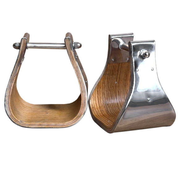 Bar H Equine Western Horse Heavy-Duty Nickle Plated Wooden Stirrups