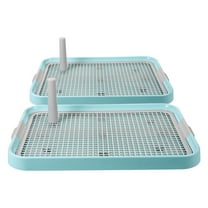 RENACLIPY 2Pcs Plastic Dog Toilet Potty Tray Blue with Mesh Grid for Small and Large Dogs Splashproof