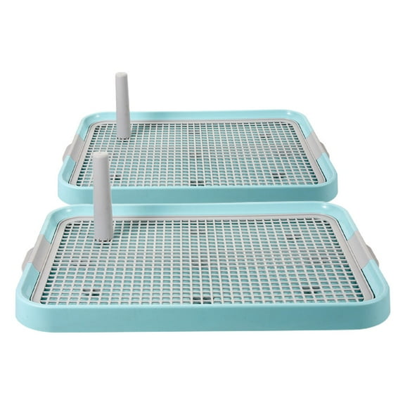 RENACLIPY 2Pcs Plastic Dog Toilet Potty Tray Blue with Mesh Grid for Small and Large Dogs Splashproof