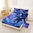thumbnail image 2 of Erosebridal Kid Dragon Wildlife Full Size Sheets, Blue Purple Starry Sky Bed Sheets, 4 Pieces, 2 of 5
