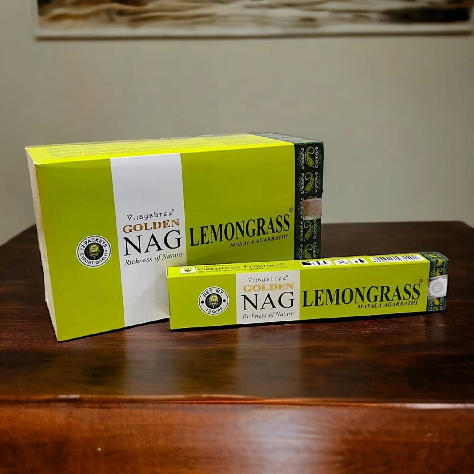 Golden Nag LemonGrass Masala Incense Stick Natural Handmade Agarbatti 12 Pack 15 gm