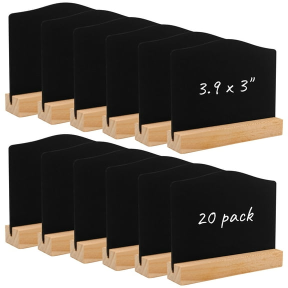 20 Pcs Double-Sided Mini Blackboards with Wooden Stand, Small Arched Chalkboards for Wedding, Party, Plant Labels, and Decorative Tags