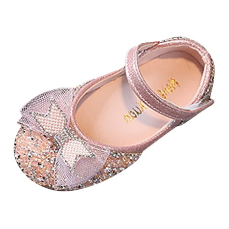 

NIEWTR Little Girls Dress Pumps Glitter Sequins Princess Low Heels Mary Jane Party Dance Shoes Rhinestone Sandals(Pink 30)