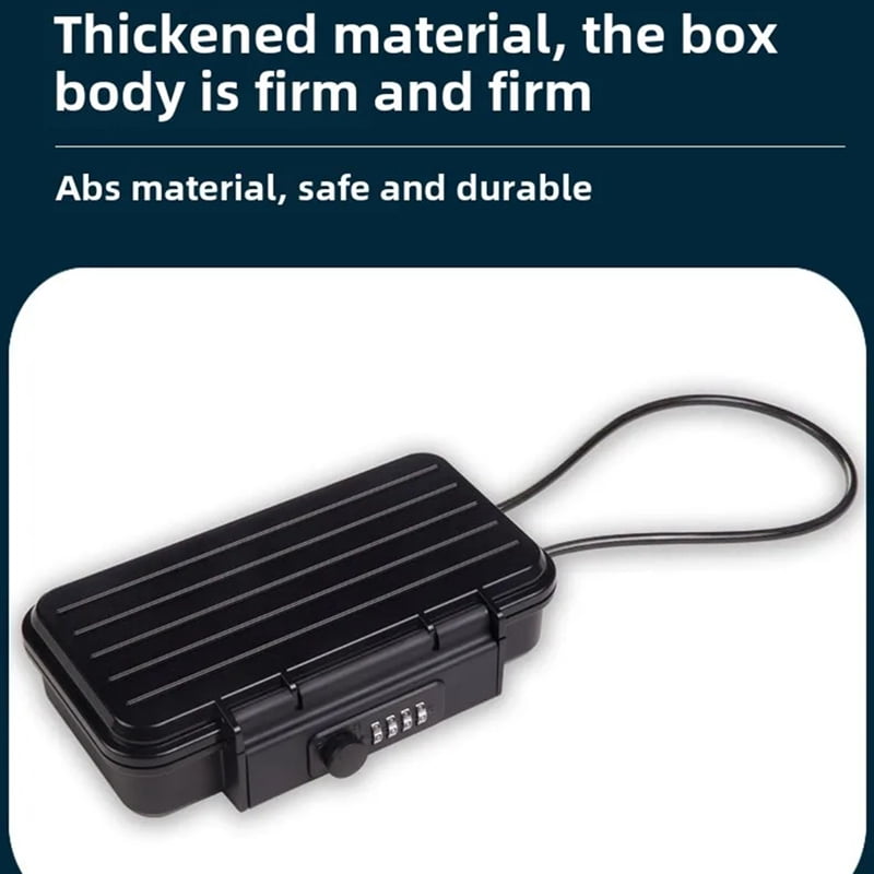 Outdoor PortableTravel Safe Box Large Capacity Security Lockbox Code Waterproof Key Lock Box with Removable Cable Handle