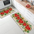 thumbnail image 2 of Hello Summer Watermelon Kitchen Rugs Set of 2, Heart Shaped Melons Sunflower Kitchen Mats Decor, Bee Seasonal Floor Door Mat Home Decorations -17x29 and 17x47 Inch, 2 of 6