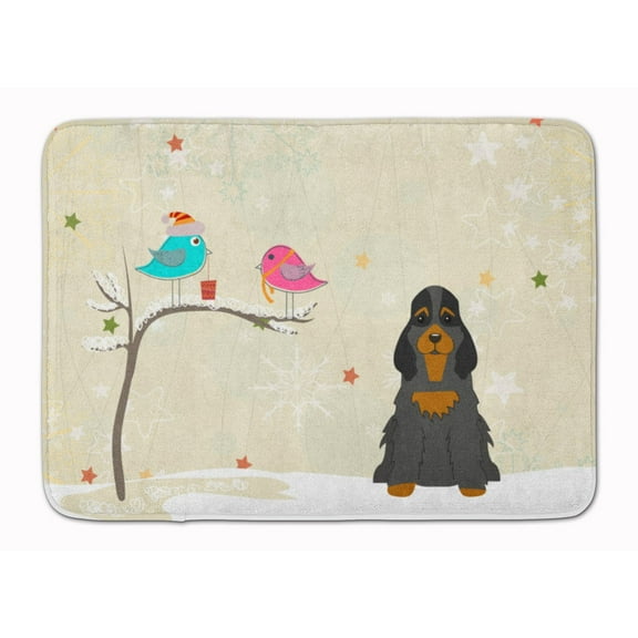 Christmas Cocker Spaniel Black Tan Machine Washable Memory Foam Mat