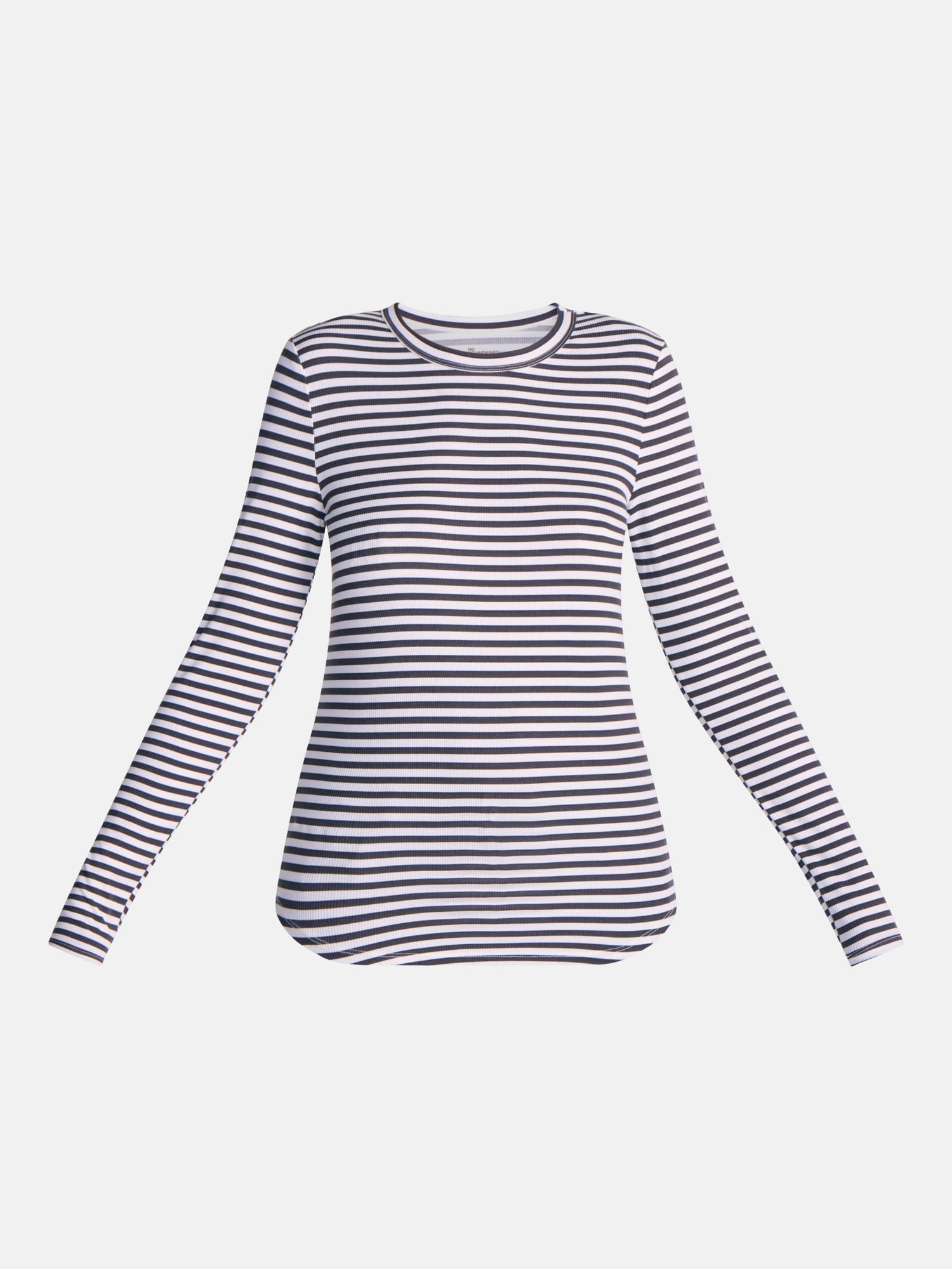 No Boundaries Ribbed Crewneck Tee with Long Sleeves, Women's and Women's Plus XXS-4X
