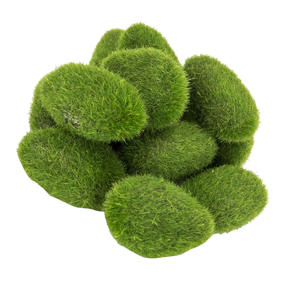 Artificial Mini Moss Stones 1-3/4-Inch 10-Piece Moss Green 