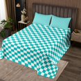 thumbnail image 2 of Erosebridal Checkered Gingham Quilt Sets for Queen Size Bed, Rectangle Geometry Bed Set, Teens, 3pcs, 2 of 5