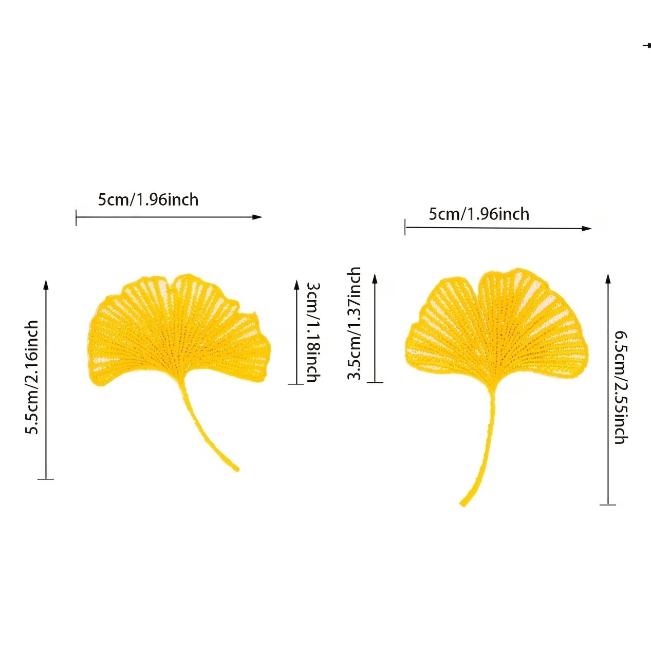 2pcs Ginkgo Embroidery Patches - Iron-On or Sewn - Decorative Storage Accessories for DIY Projects