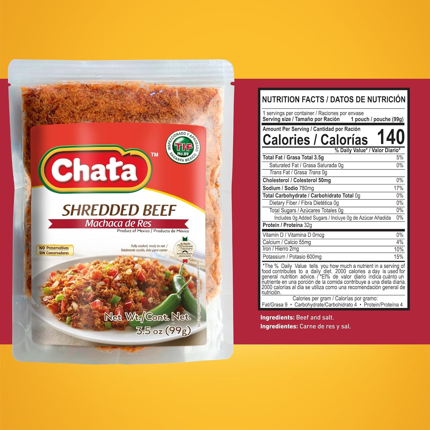 (Pack of 12) Chata Beef Deshebrada Machaca 3.5 Oz