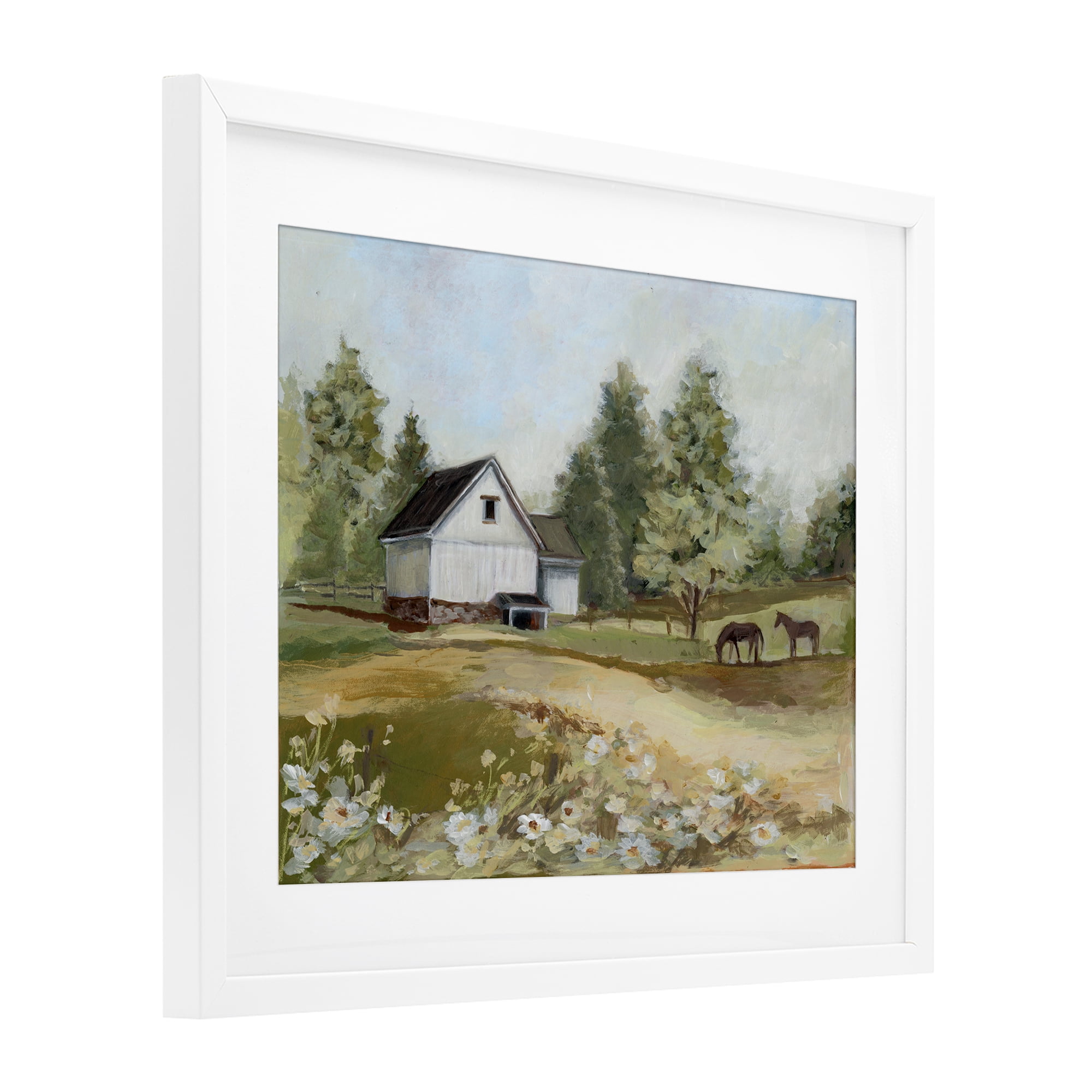 Stupell Industries Barn Field Landscape White Framed Print Under Glass, design by Susan Winget
