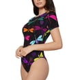 thumbnail image 2 of Naloa Colorful Dragonflies Women's Short-Sleeved Onesie, One-Piece Swimsuit for Parties, dates, clubs - Small, 2 of 9