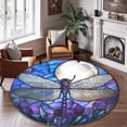 thumbnail image 2 of Round Area Rug, Dragonfly10 Nature Pattern Non-Slip Floor Mat, Soft Washable Carpet for Living Room Bedroom Decor 59 Inch, 2 of 6