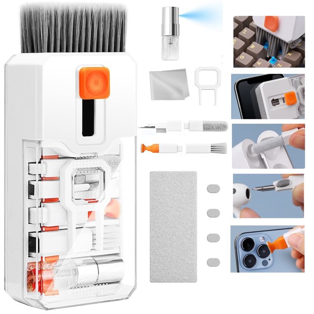 Kit de limpieza de teclado multifunción 10 en 1, limpiador de portátiles y cepillo para pantallas.