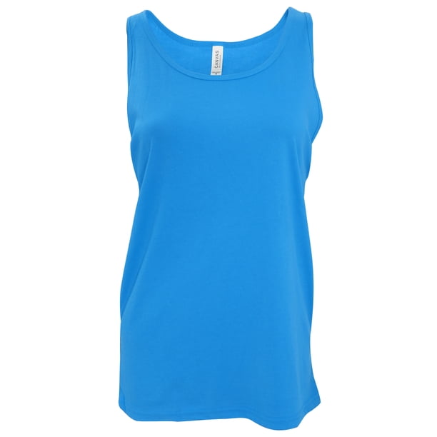 Canvas- Camiseta de tirantes largas para mujer (Azul piscina)
