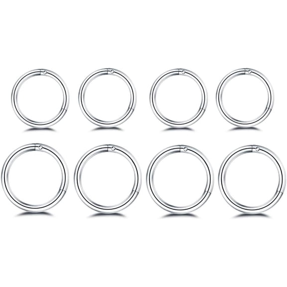 Cterwk 4 Pairs Hoop Earrings 316L Stainless Steel Lightweight Small Hoop Earrings for Women Men, Silver