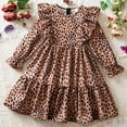 thumbnail image 2 of Jamsmile Toddler Girls Dress Spring Autumn Leopard Print Girls Ruffles Long Sleeve Party Gown Dresses Girls Princess Sundress, 2 of 9