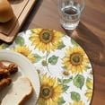 thumbnail image 3 of Sunflower Round 15 Inch Placemats Set of 4, Farmhouse Watercolor Botanical Summer HeatResistant Non Slip Place Mats for Dining Table, Wipeable Braided Kitchen Table Mats for Housewarming, 3 of 9