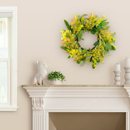 CC Christmas Decor Winter Jasmine Artificial Floral Spring Wreath - 24" - Green and Yellow