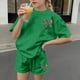 thumbnail image 4 of Vestido de Verano con Mangas Niños Verano Ocio Cuello Redondo Mangas Cortas Y Pantalones Cortos Dos Piezas para Niños Lindo Conjunto de Verano, 4 of 6