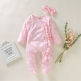 thumbnail image 3 of Baby Girl Onesies Baby Girl Boy Ruffle Polka Dot Footed Sleeper Romper Headband Clothes Outfits Set Clothes for Girls 0-3 Months, 3 of 7