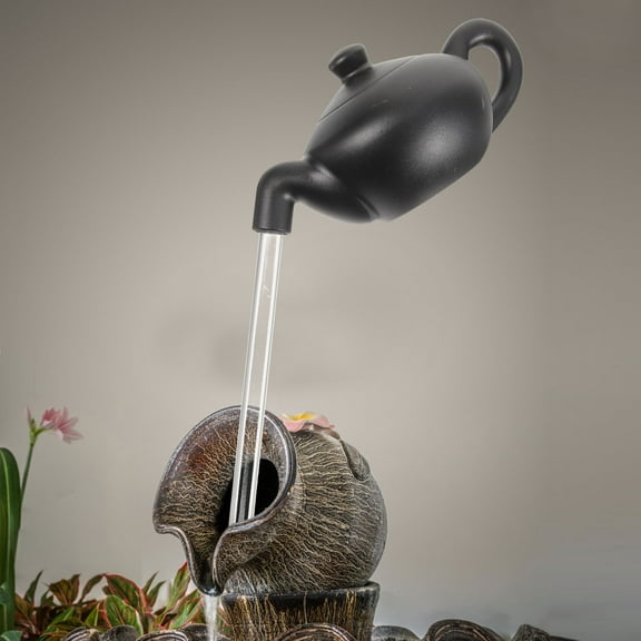 PTOOTP Tabletop Floating Teapot Fountain Indoor Office Decor Homeowners Gift