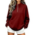 thumbnail image 2 of Trikvn Women's Quarter Zip Pullover Sweatshirts Long Sleeve Drop Shoulder Collared Fall Tops with Pockets Casual Slouchy Cozy Winter Clothes Fashion Jumpers, 2 of 7