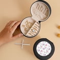 thumbnail image 5 of Fuzoiu Rose Flower B Print Portable Jewelry Box,Round Mini Leather Travel Jewelry Case,Small Travel Jewelry Organizer,Jewelry Holder for Ring Necklace Earring for Women Girls-Black, 5 of 7