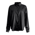 thumbnail image 4 of Blouses for Women – Short Sleeve Collared Top Button Down Shirt for Casual Outings or Work Travel New Spring And Summer Fashionable And Casual Women's Satin Imitation Silk Long Sleeved Shirt, 4 of 5
