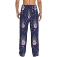 thumbnail image 3 of Uemuo Lavender Flowers Pattern Men's Wide Leg Palazzo Lounge Pants with Pockets Light Weight Loose Comfy Casual Pajama Pants-, 3 of 9