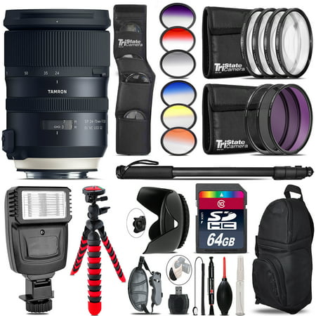 Tamron 24-70mm VC G2 for Nikon + Flash + Color Filter Set - 64GB Accessory (Tamron 24 70 Best Price)