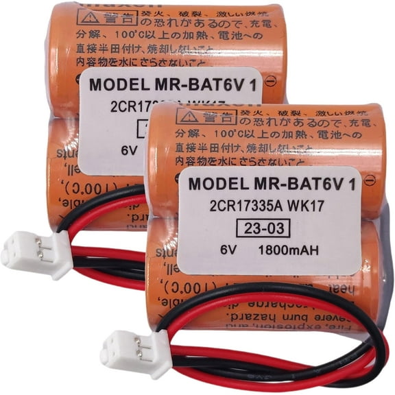 (Pack of 2) 1800mAh 6V MR-BAT6V1 2CR17335A WK17 Lithium Battery Pack for M80 Driver MR-J4 servo System Battery