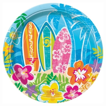 7" Hula Girl Luau Party Dessert Plates, 8ct