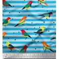 thumbnail image 2 of Soimoi Blue Cotton Duck Fabric Stripe & Bird Print Fabric by Yard 44 Inch Wide, 2 of 3