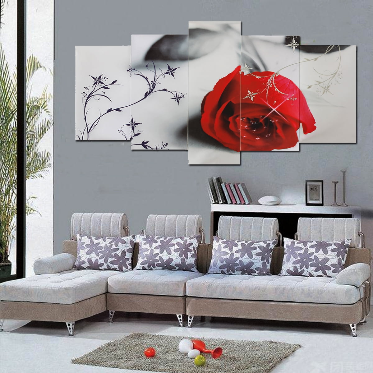 Red Poppy Rose Flower Canvas Print Art Painting Picture Home Hallway Wall Decor