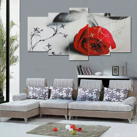 Unframed Red Rose Flower Canvas Oil Painting Picture Modern Living Room Wall Art Print Decor