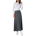 thumbnail image 2 of INSPIRE CHIC Women's Skirt High Waist Stretch Solid Lightweight  Flowy Flare Casual Maxi Skirts S Dark Gray, 2 of 6