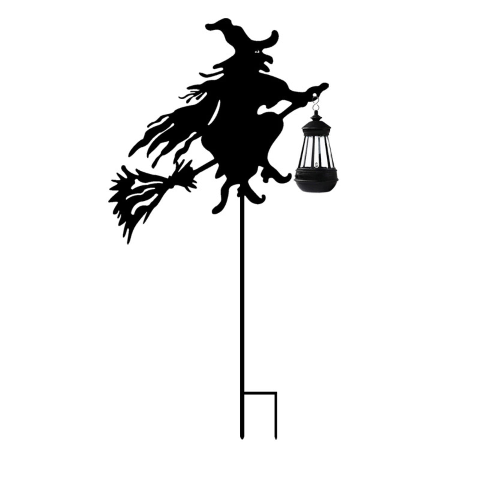 Enchanting Witch Silhouette Garden Light Post - Whimsical Outdoor Lighting