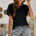 thumbnail image 4 of Lilgiuy Women's CasualSummer T-Shirt Cutout Tunic Ruffle Sleeve Top Blouse Black,10 Fashion 2022 Spring Winter, 4 of 5