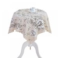 thumbnail image 2 of Vintage Navy Damask Pattern Decorative Macrame Lace Tablecloth Heavy Weight Cotton Linen Fabric Decorative Table Top Cover, 2 of 3