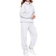 thumbnail image 5 of YUANxueke Kids 2-Piece Winter Sweatsuits Boys Girls Hoodie Sweatshirt with Kangaroo Pocket & Tapered Pants,White,Sizes 2-14, 5 of 8