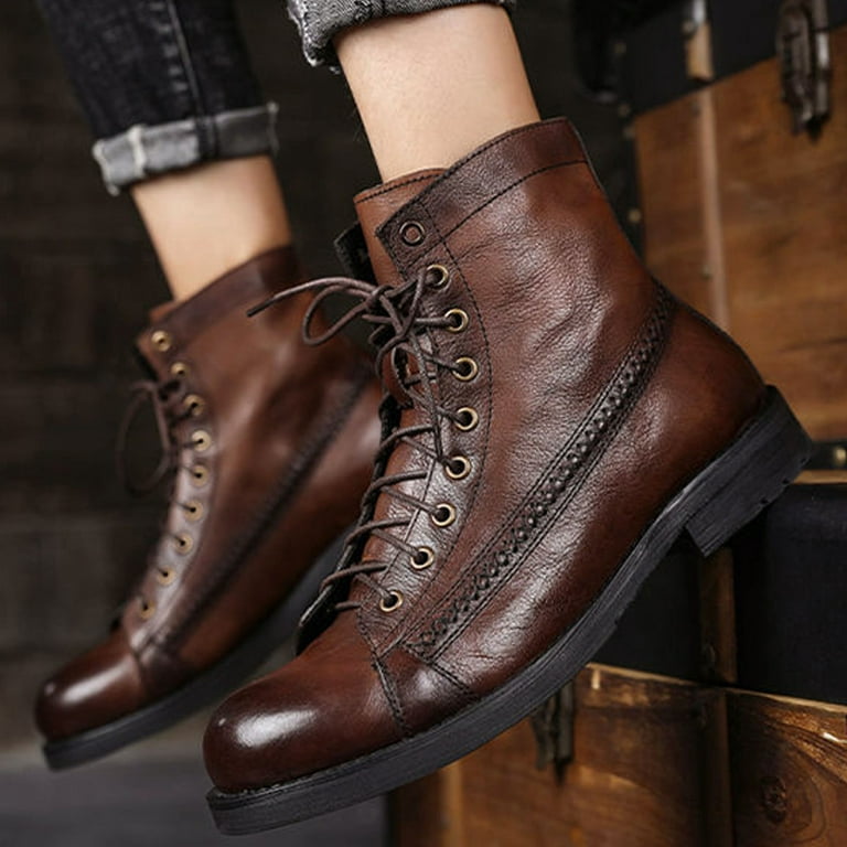 Mepaouo Mens Chukka Boots Leather Casual Dress Combat Booties