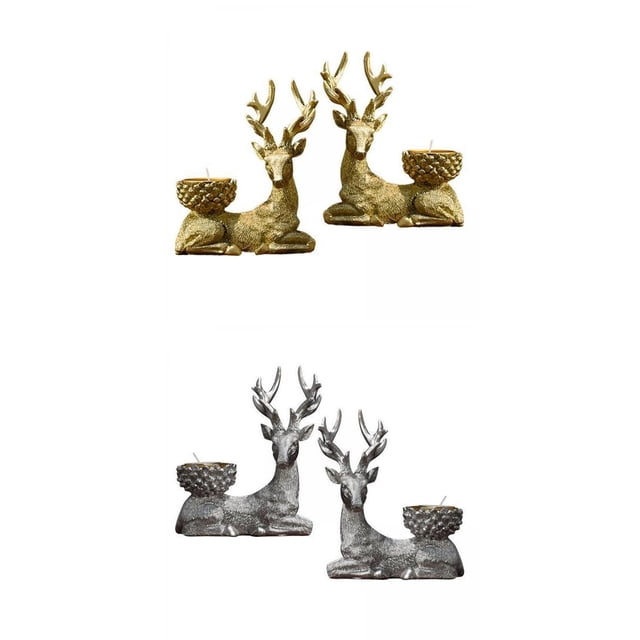 Sujetavelas,Portavelas Tealight Elk Resina Estatua Decoraciones,Portavelas de oración Portavelas,Centro de mesa de boda Portavasos decorativos para velas,Candelabros de mesa Bandeja de perfecl Sujetavelas