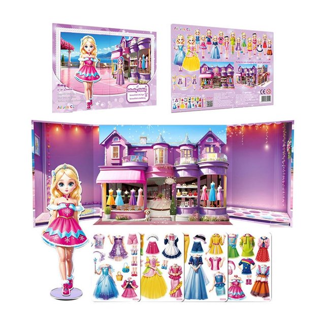 LEEYNEER 3d Magnetic Quiet Book (London Station) 3d Scene Princess Magnetic Quiet Book Magnetic Suction Dress Up Sticker Cute Girl Fantasy Magnetic Toy Gift