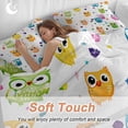 thumbnail image 4 of Cartoon Owl Bedding Duvet Cover Set Twin Size 4 Pieces Cute Animal Modern Art Soft Twill Plush Quilt Cover, Include 1 Duvet Cover 1 Flat Sheet And 2 Pillow, 4 of 7