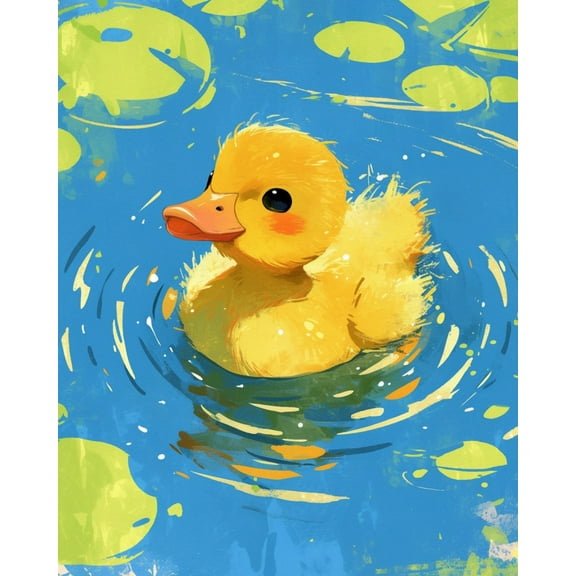 Paint by Numbers for Adults Kids Beginner Little Yellow Duck on Lotus Leaves DIY Acrylic Painting by Numbers Kits with Brushes Acrylic Pigment Home Decoration Gifts 16 x 20 inch