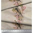 thumbnail image 3 of Soimoi Poly Crepe Fabric Text,Floral & European Greenfinch Bird Print Fabric by The Yard 42 Inch Wide, 3 of 3