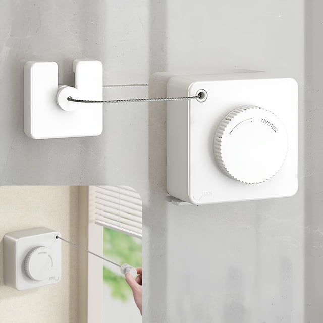 Tendedero retráctil 4.2 m para interior exterior montado en pared de acero inoxidable blanco